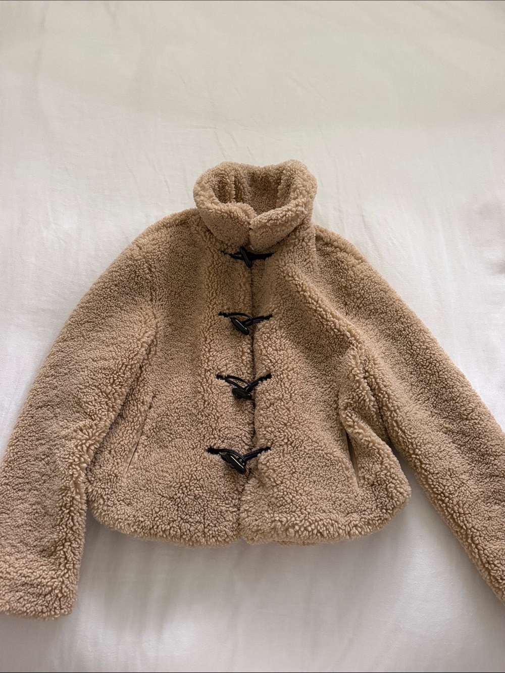 Zara Tan Teddy Toggle Jacket